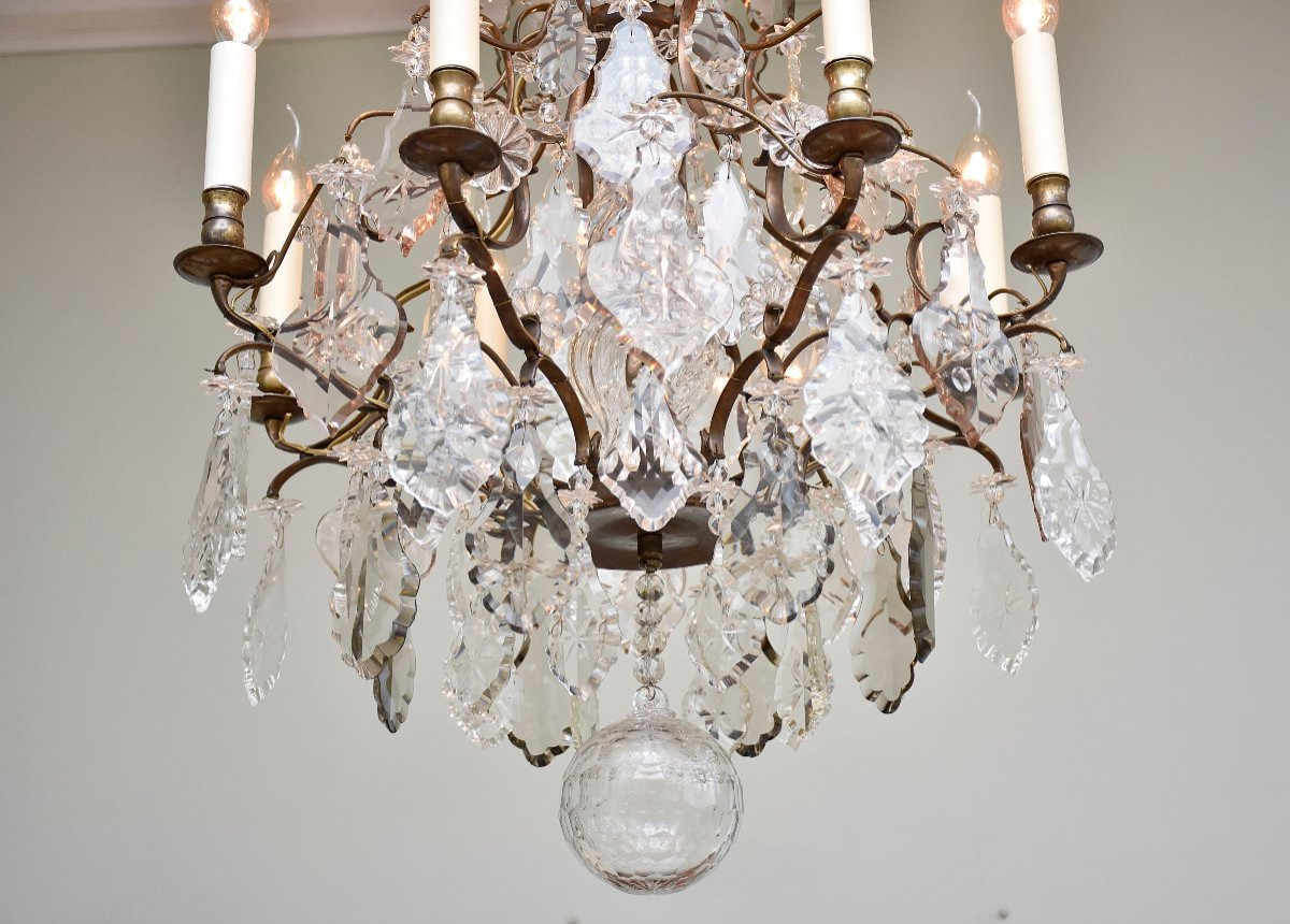 Rococo Style Crystal And Brass Chandelier-photo-5