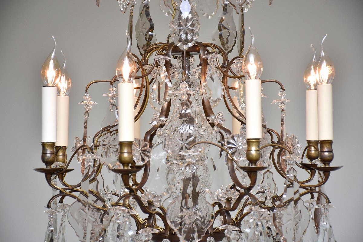 Rococo Style Crystal And Brass Chandelier-photo-6