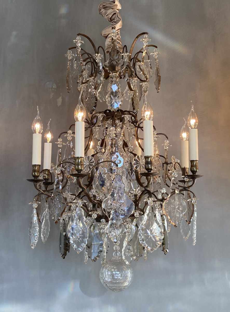 Rococo Style Crystal And Brass Chandelier
