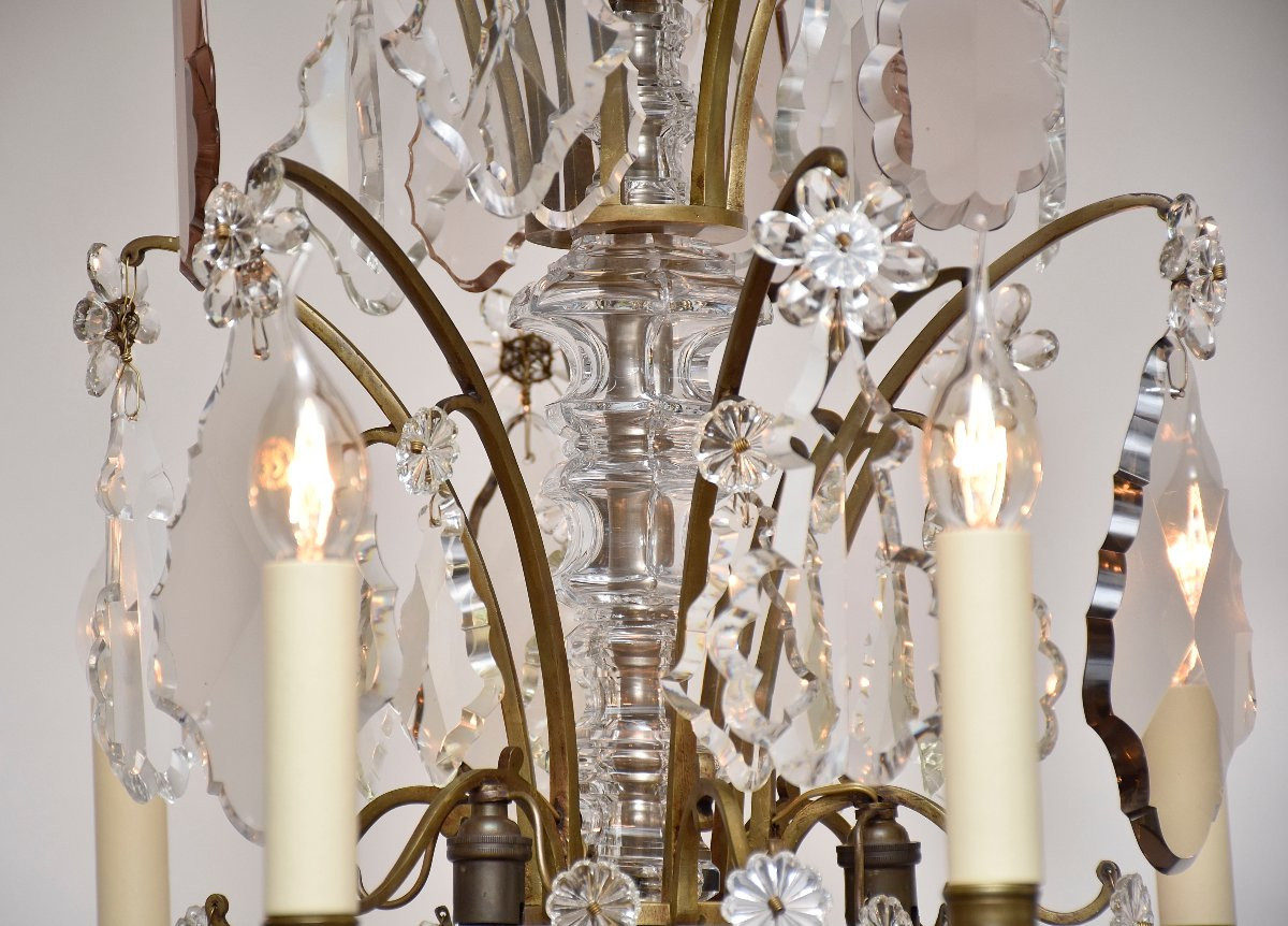 Lustre en bronze et cristal de la fin du XIXe siècle-photo-2
