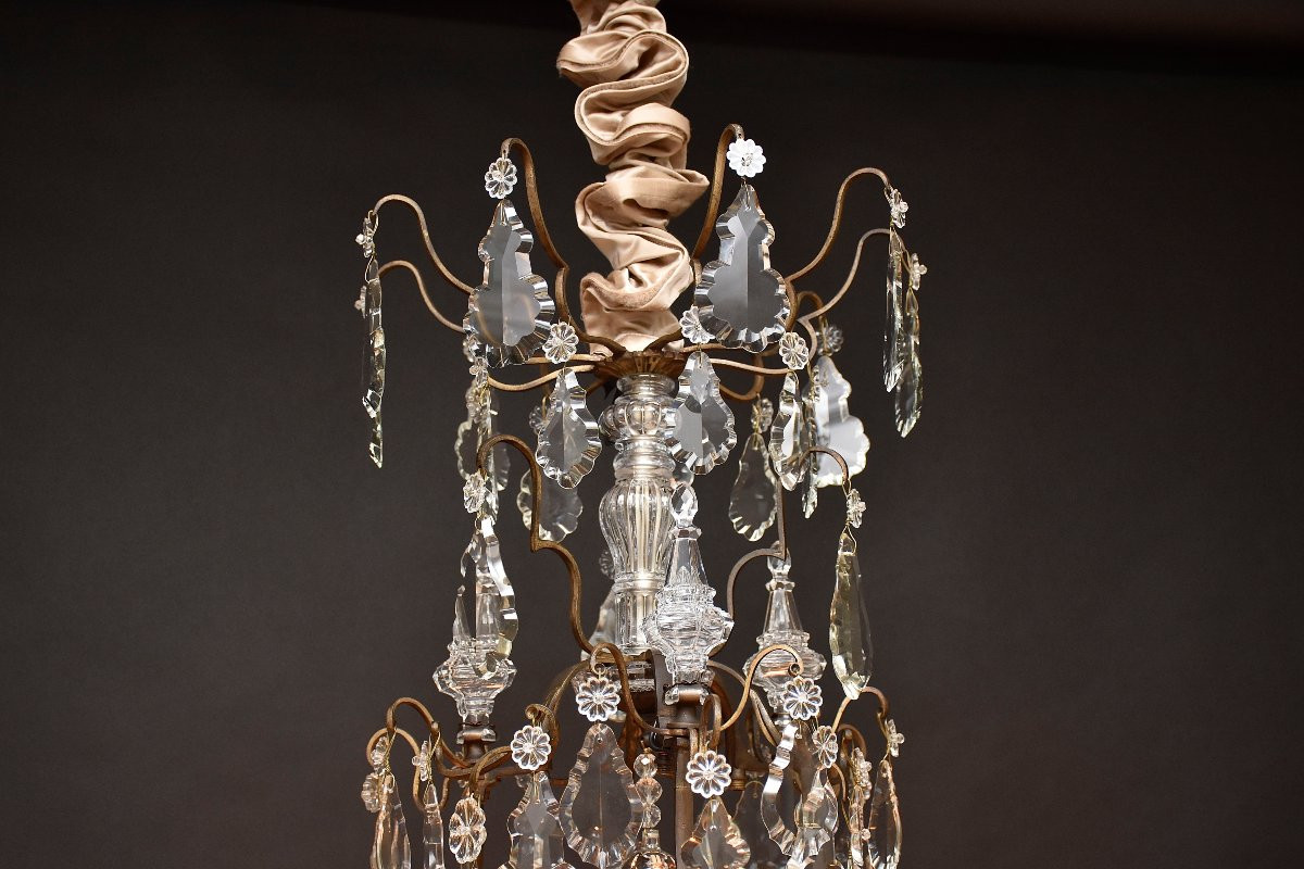Late 19th Century Bronze And Crystal Chandelier, Louis XV Style-photo-2