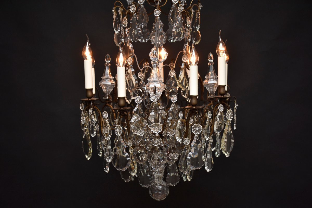 Late 19th Century Bronze And Crystal Chandelier, Louis XV Style-photo-3
