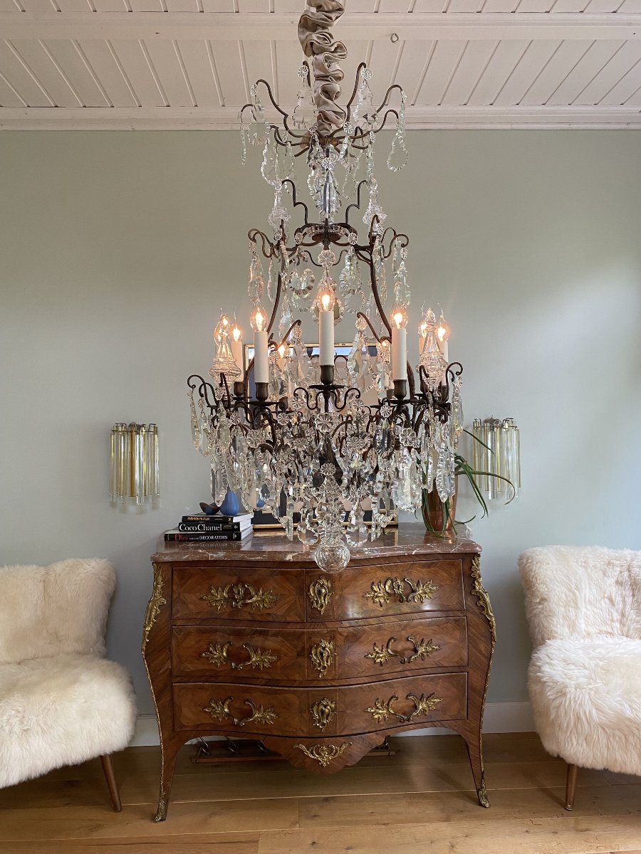 Late 19th Century Bronze And Crystal Chandelier, Louis XV Style-photo-4