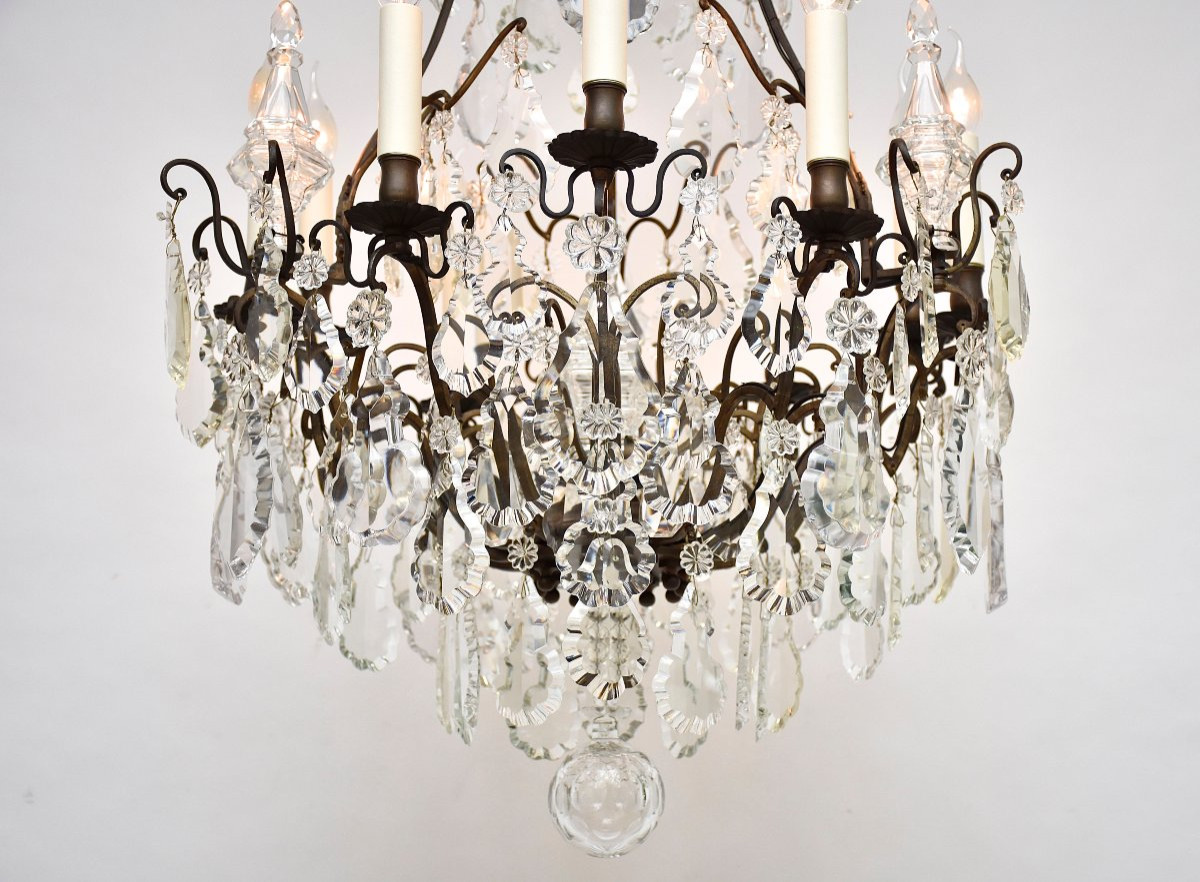 Late 19th Century Bronze And Crystal Chandelier, Louis XV Style-photo-1