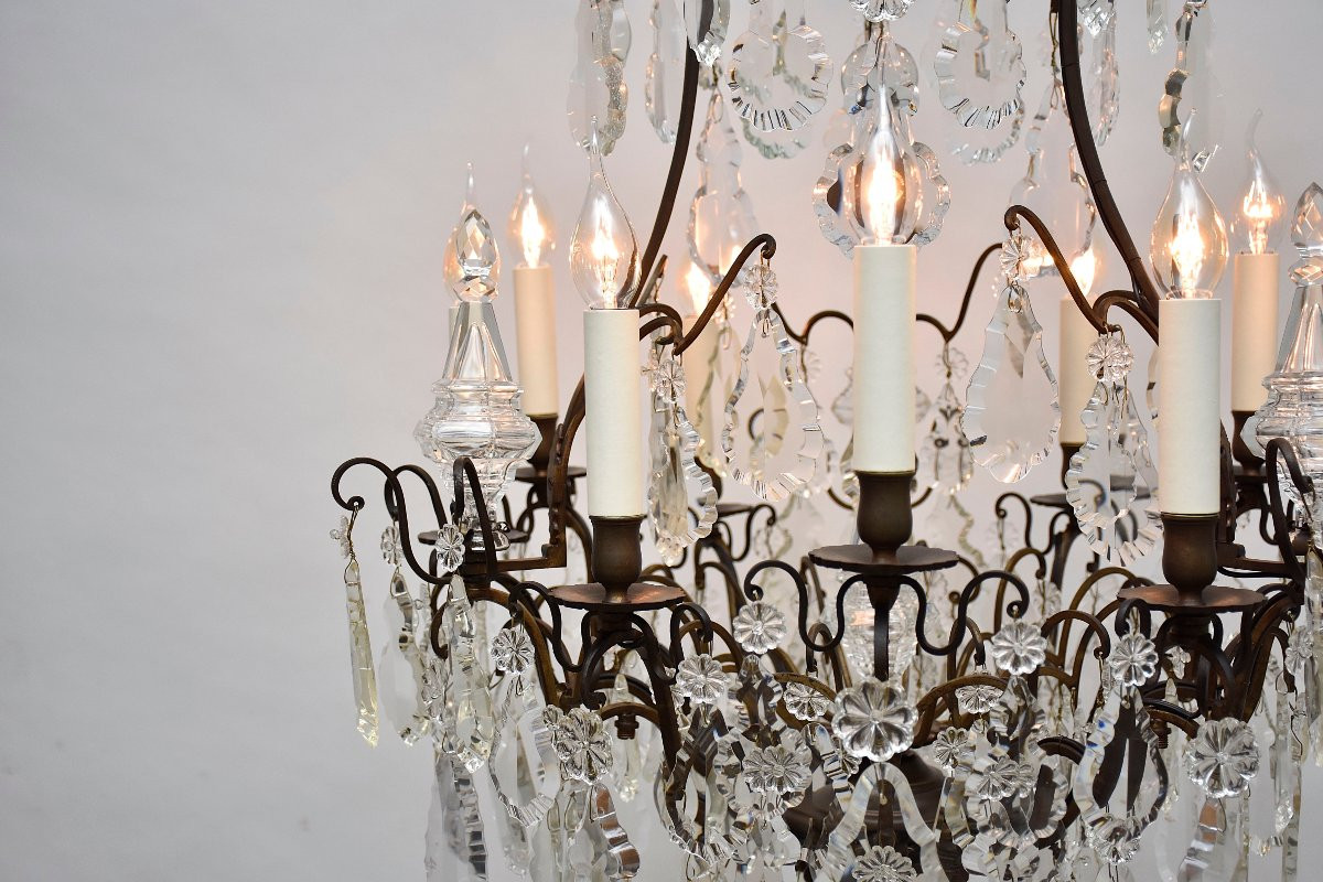 Late 19th Century Bronze And Crystal Chandelier, Louis XV Style-photo-3