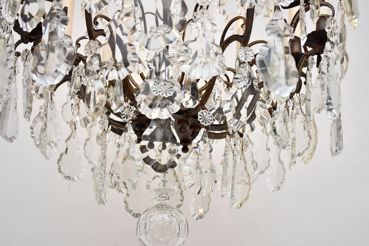 Late 19th Century Bronze And Crystal Chandelier, Louis XV Style-photo-4