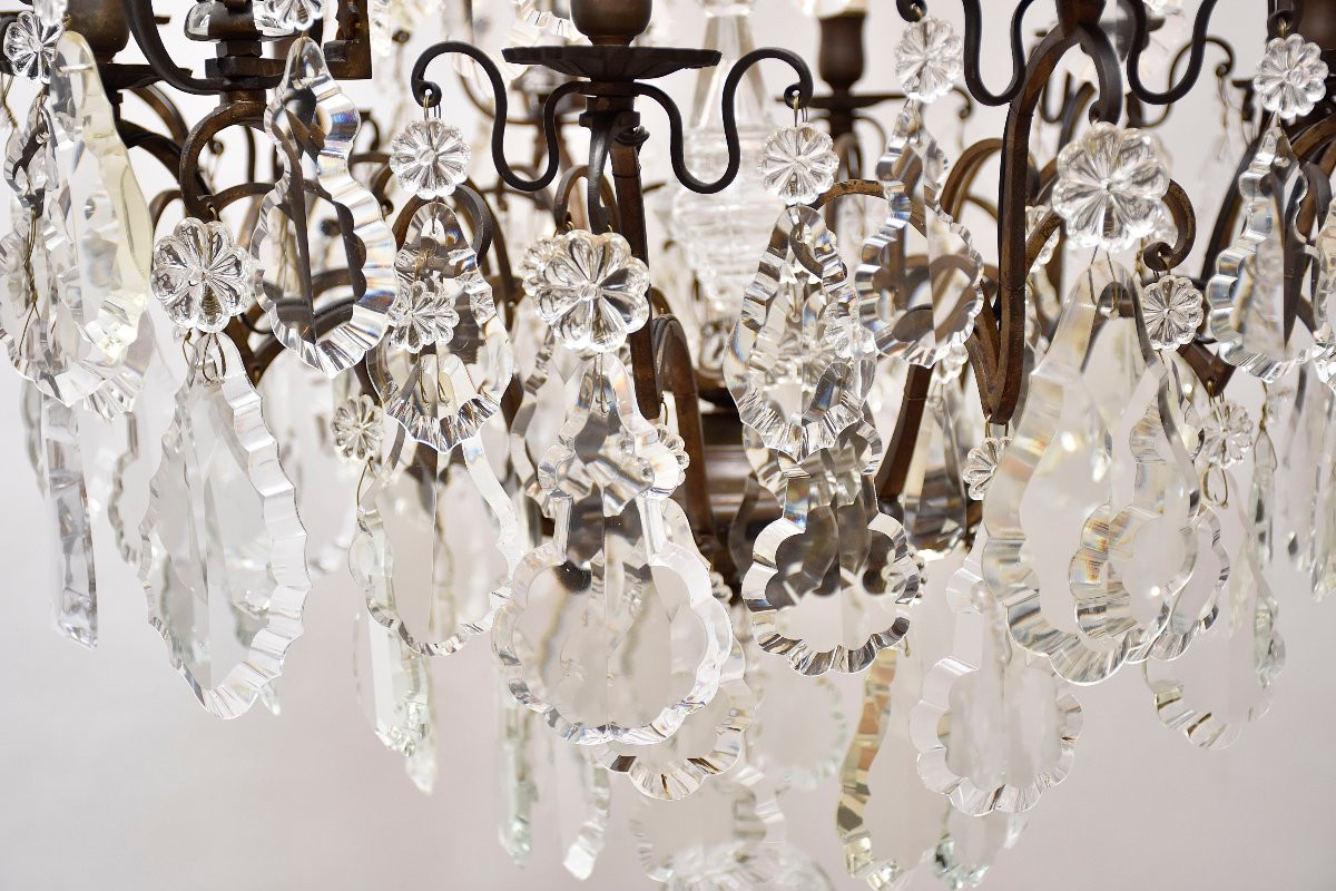 Late 19th Century Bronze And Crystal Chandelier, Louis XV Style-photo-5