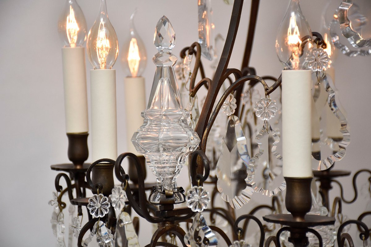 Late 19th Century Bronze And Crystal Chandelier, Louis XV Style-photo-6