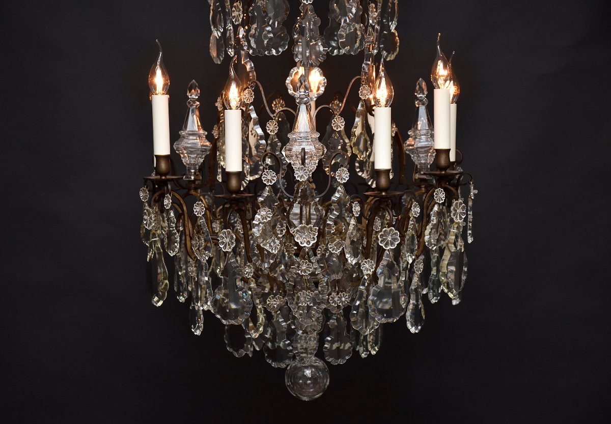 Late 19th Century Bronze And Crystal Chandelier, Louis XV Style-photo-7