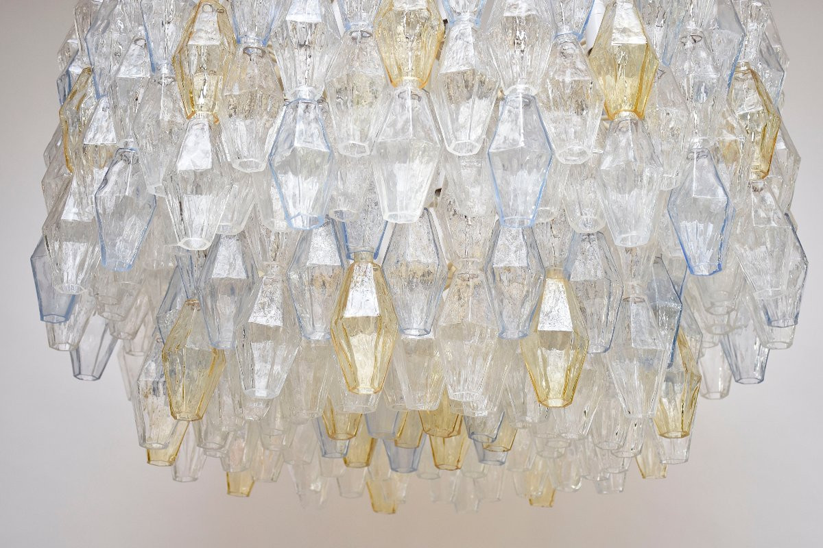 Grand lustre Murano 'Poliedri'  du milieu du siècle par Carlo Scarpa pour Venini-photo-3