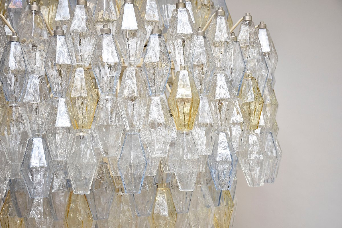 Grand lustre Murano 'Poliedri'  du milieu du siècle par Carlo Scarpa pour Venini-photo-4