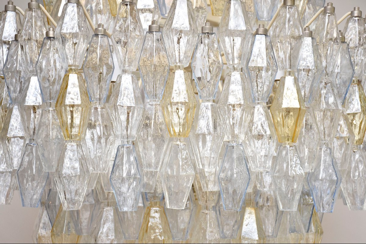 Grand lustre Murano 'Poliedri'  du milieu du siècle par Carlo Scarpa pour Venini-photo-6
