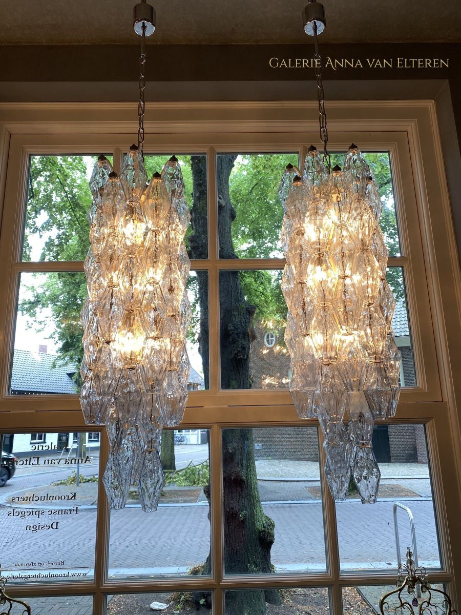 Mid-century Murano Chandelier “poliedri” By Carlo Scarpa For Venini-photo-4