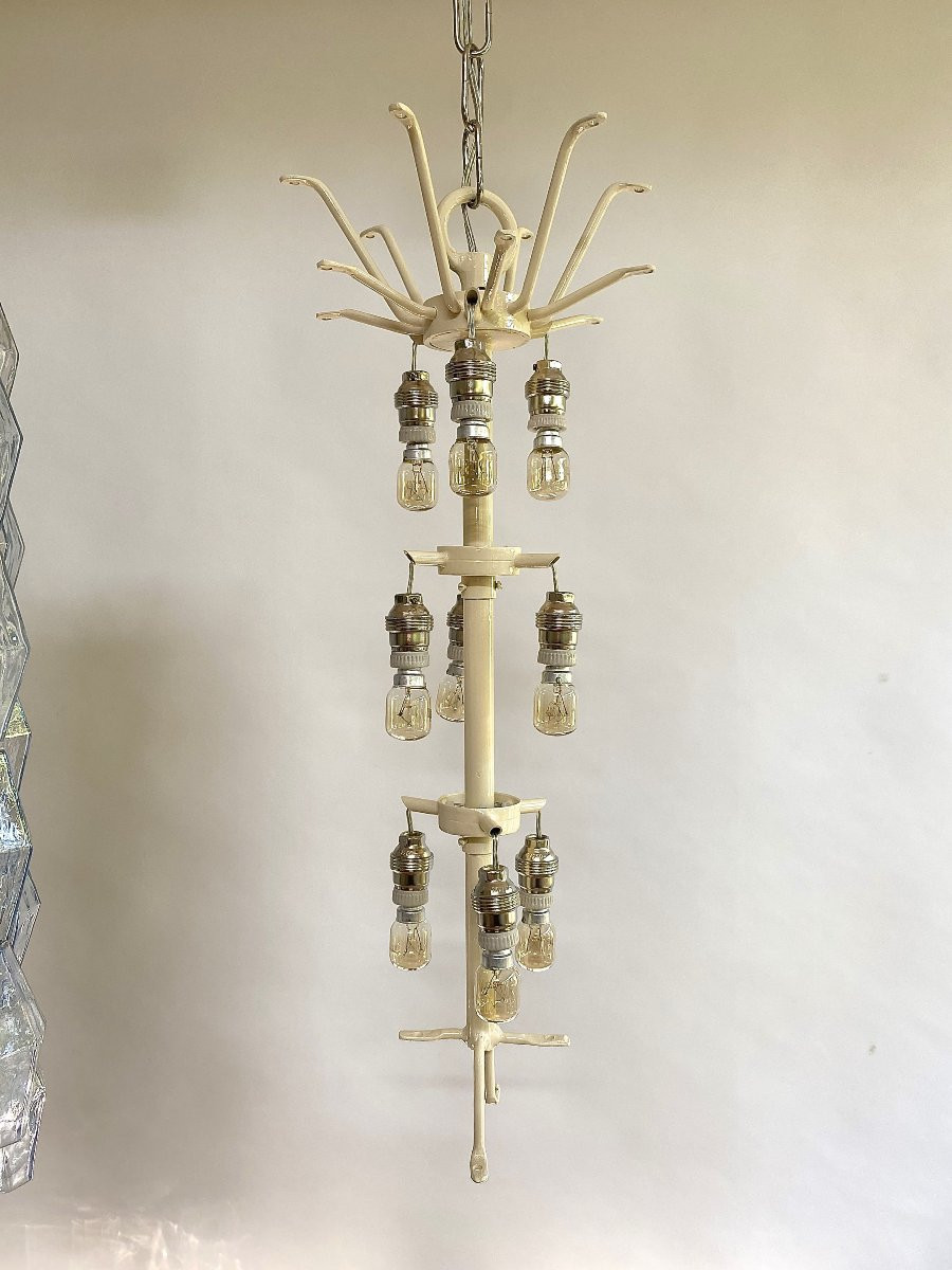 Mid-century Murano Chandelier “poliedri” By Carlo Scarpa For Venini-photo-3
