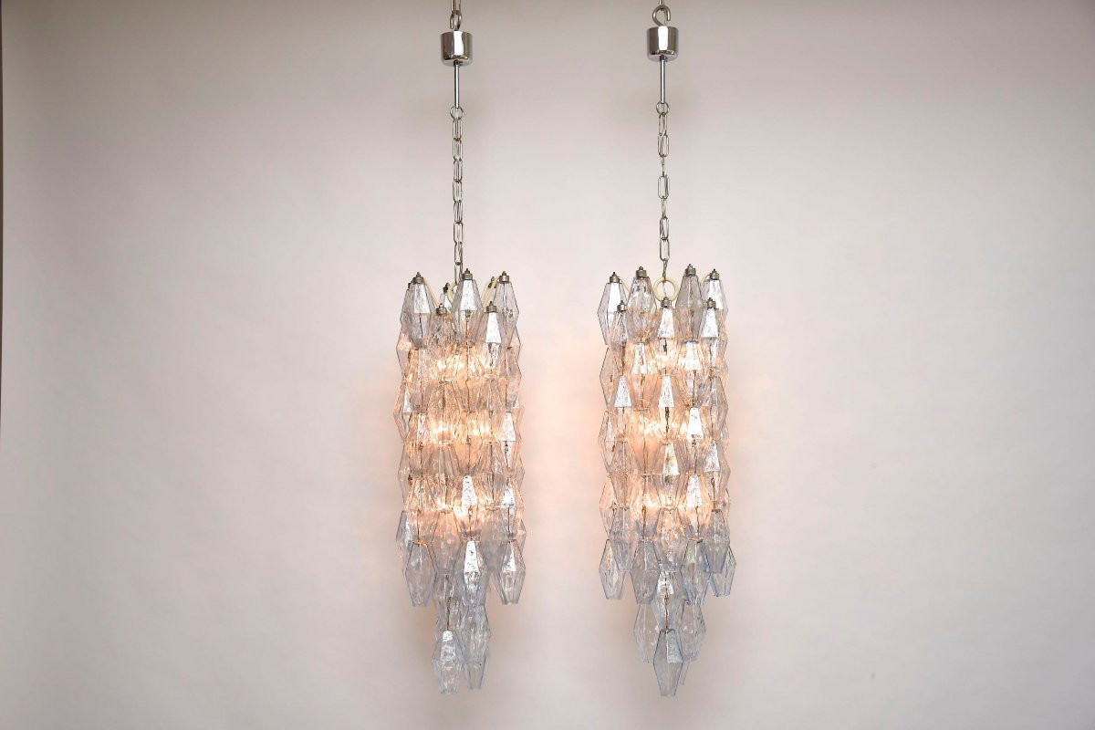 Mid-century Murano Chandelier “poliedri” By Carlo Scarpa For Venini-photo-4