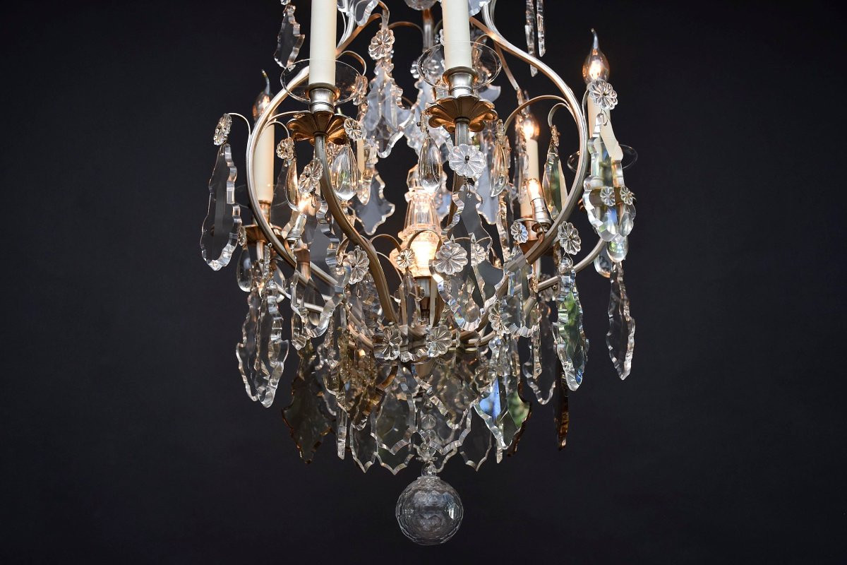 French Silvered Bronze Crystal Chandelier-photo-5