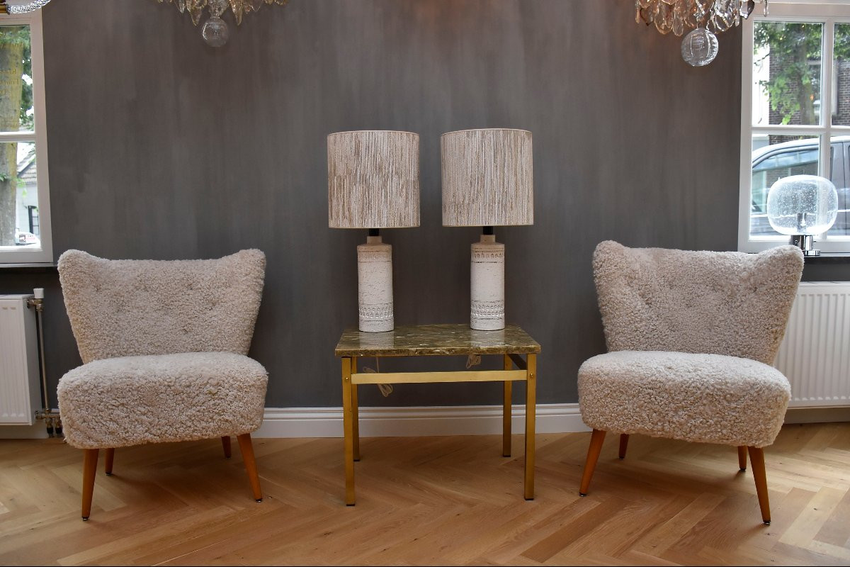 A Pair Of Swedish Sheepskin Cocktail Or Lounge Chairs, Circa 1940-photo-3