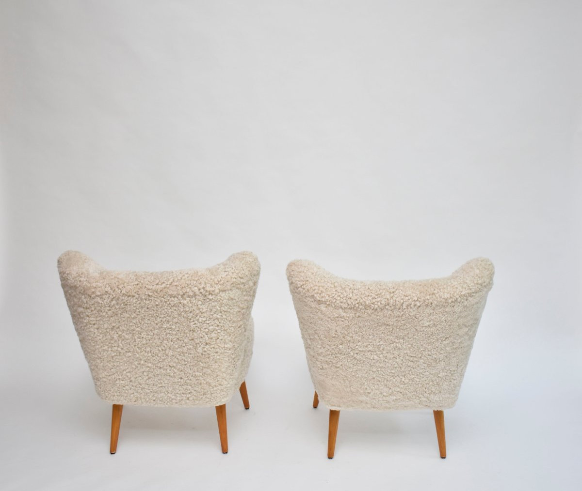 A Pair Of Swedish Sheepskin Cocktail Or Lounge Chairs, Circa 1940-photo-1