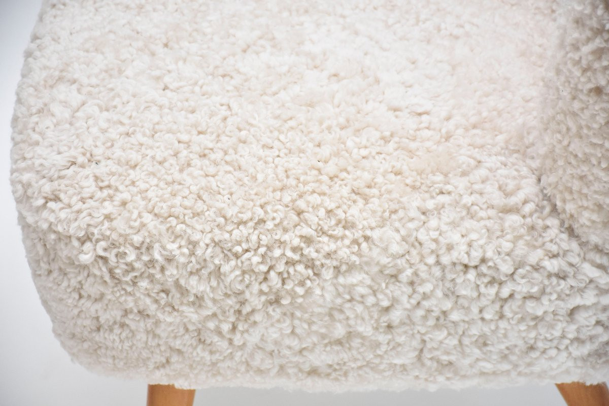 A Pair Of Swedish Sheepskin Cocktail Or Lounge Chairs, Circa 1940-photo-3