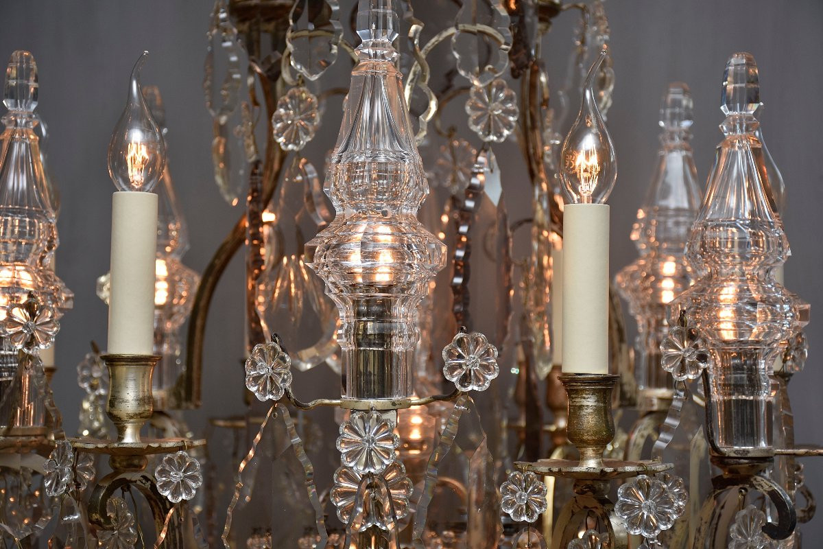 19th-century Silvered Bronze French Chandelier  In The Louis XV Style-photo-4