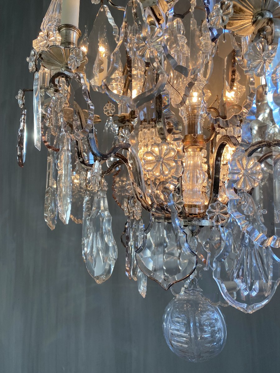19th-century Silvered Bronze French Chandelier  In The Louis XV Style-photo-5
