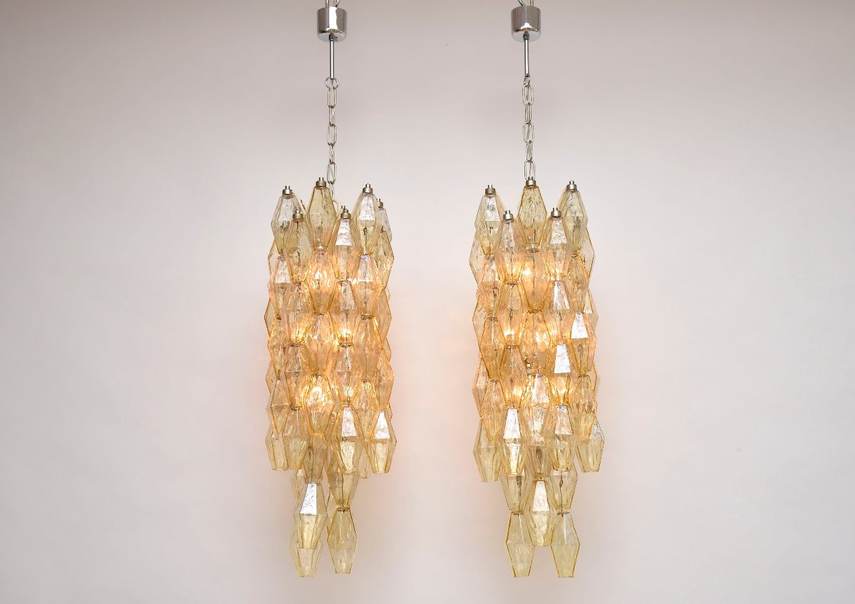  Mid-century Murano 'poliedri' Chandeliers, Created By Carlo Scarpa For Venini-photo-1