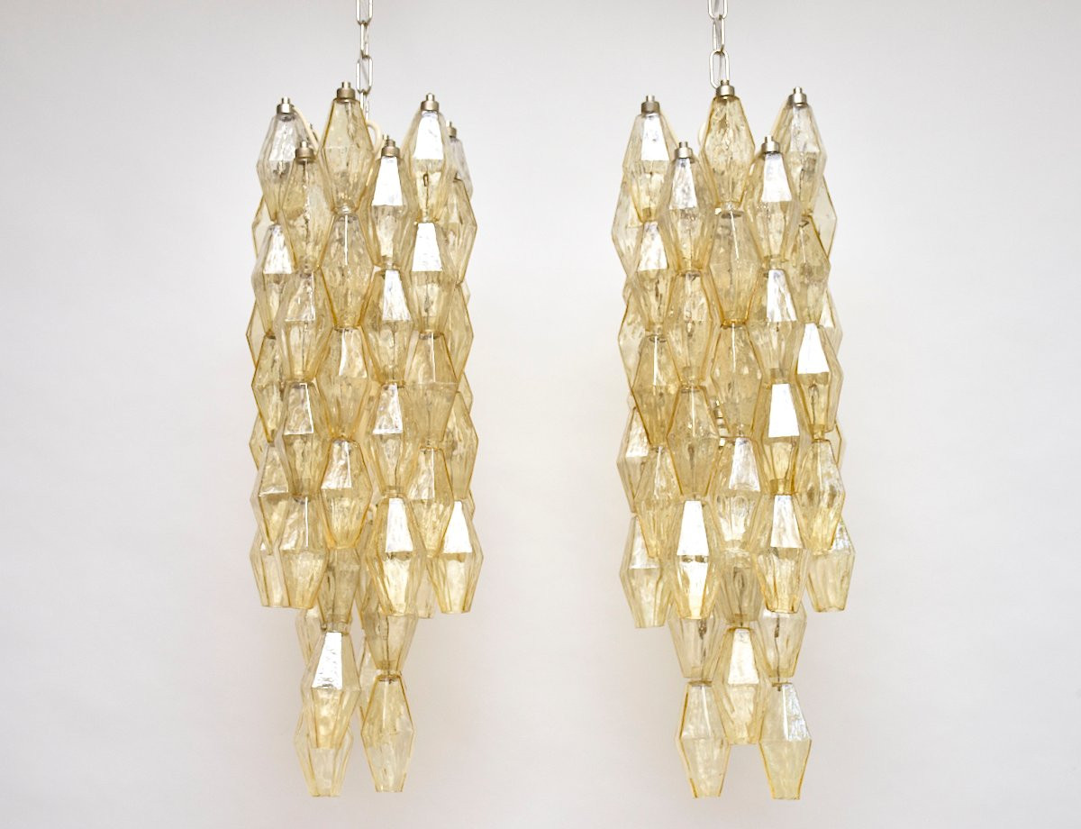  Mid-century Murano 'poliedri' Chandeliers, Created By Carlo Scarpa For Venini-photo-3