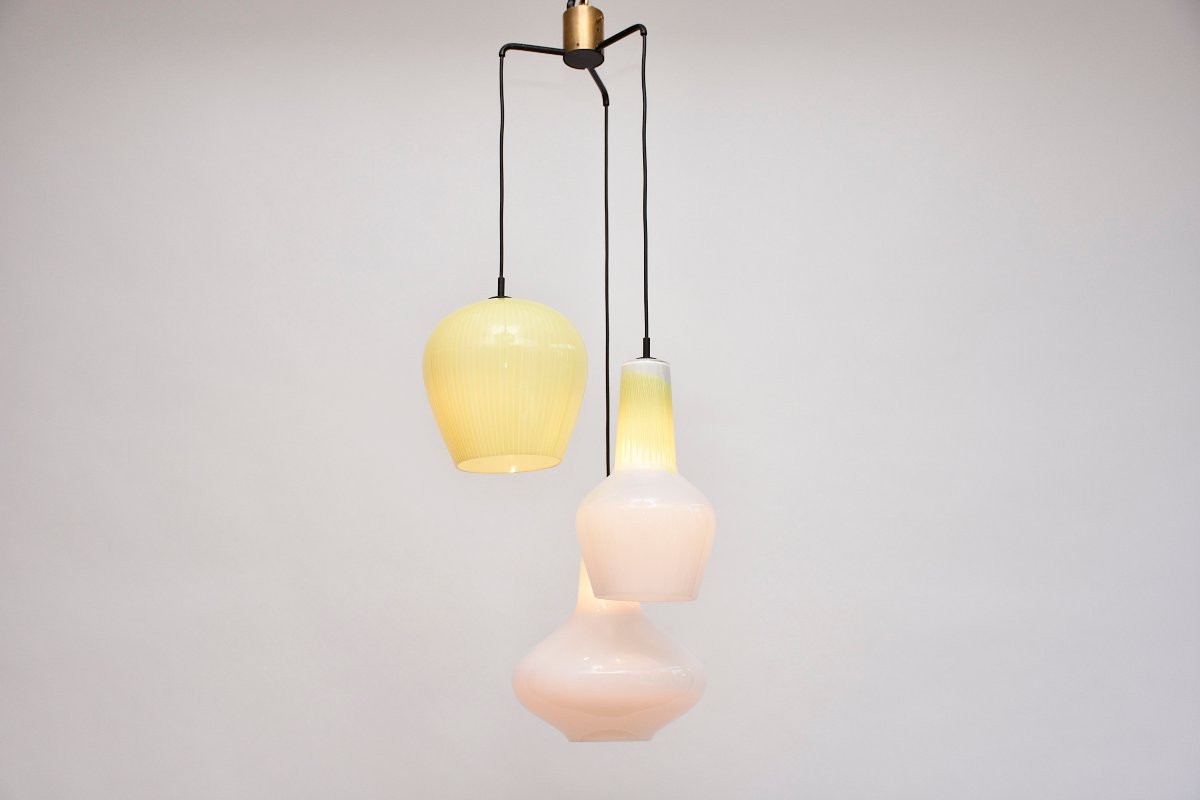 Suspension italienne Murano du milieu du siècle par Massimo Vignelli-photo-2