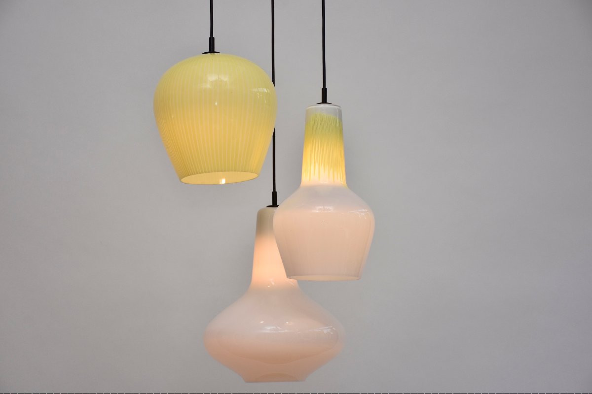 Suspension italienne Murano du milieu du siècle par Massimo Vignelli-photo-3