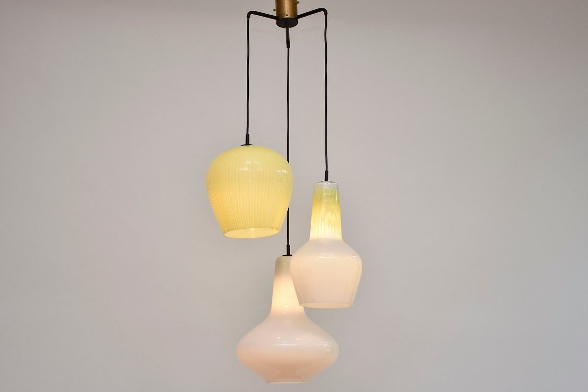 Suspension italienne Murano du milieu du siècle par Massimo Vignelli-photo-3
