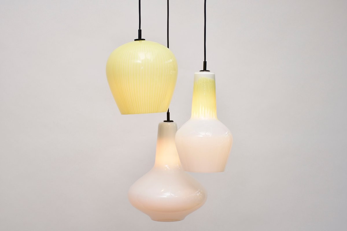 Suspension italienne Murano du milieu du siècle par Massimo Vignelli-photo-4