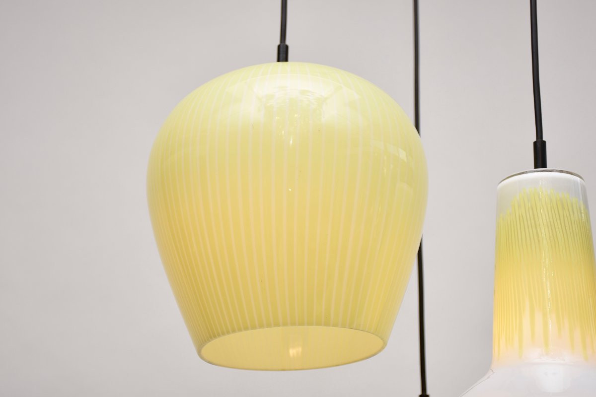 Suspension italienne Murano du milieu du siècle par Massimo Vignelli-photo-5