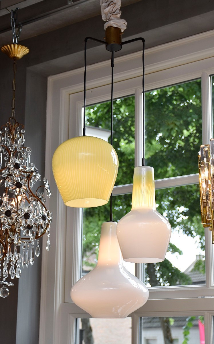 Suspension italienne Murano du milieu du siècle par Massimo Vignelli