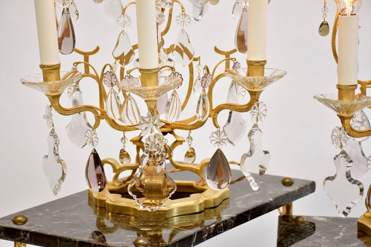 Une paire de grandes girandoles en cristal, période Belle Époque-photo-3