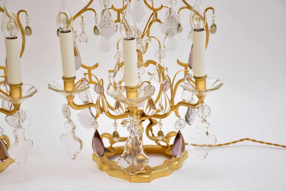 Une paire de grandes girandoles en cristal, période Belle Époque-photo-4