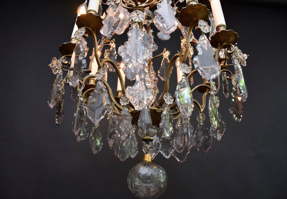 Lustre en bronze doré et cristal du début du XIXe siècle, de style Louis XV-photo-3