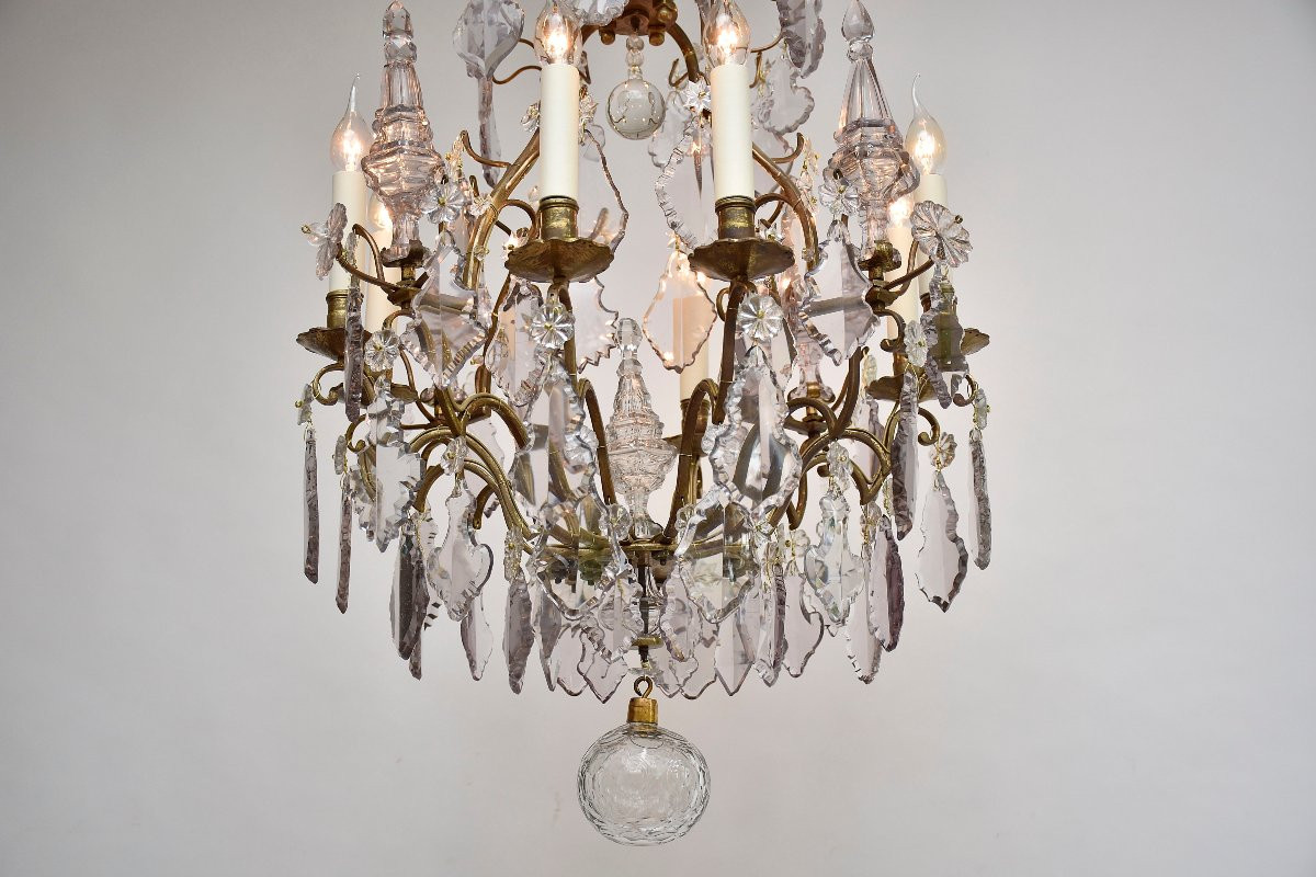 Lustre en bronze doré et cristal du début du XIXe siècle, de style Louis XV-photo-2