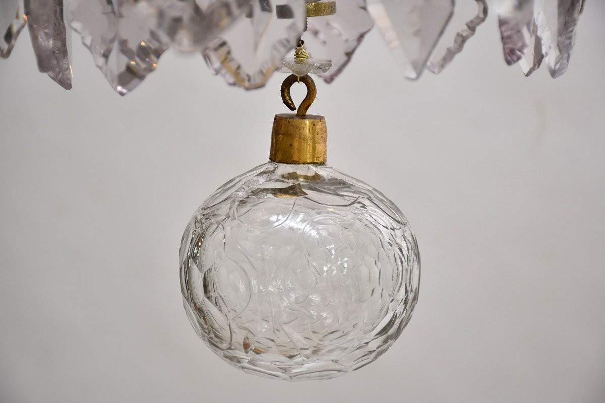 Lustre en bronze doré et cristal du début du XIXe siècle, de style Louis XV-photo-3