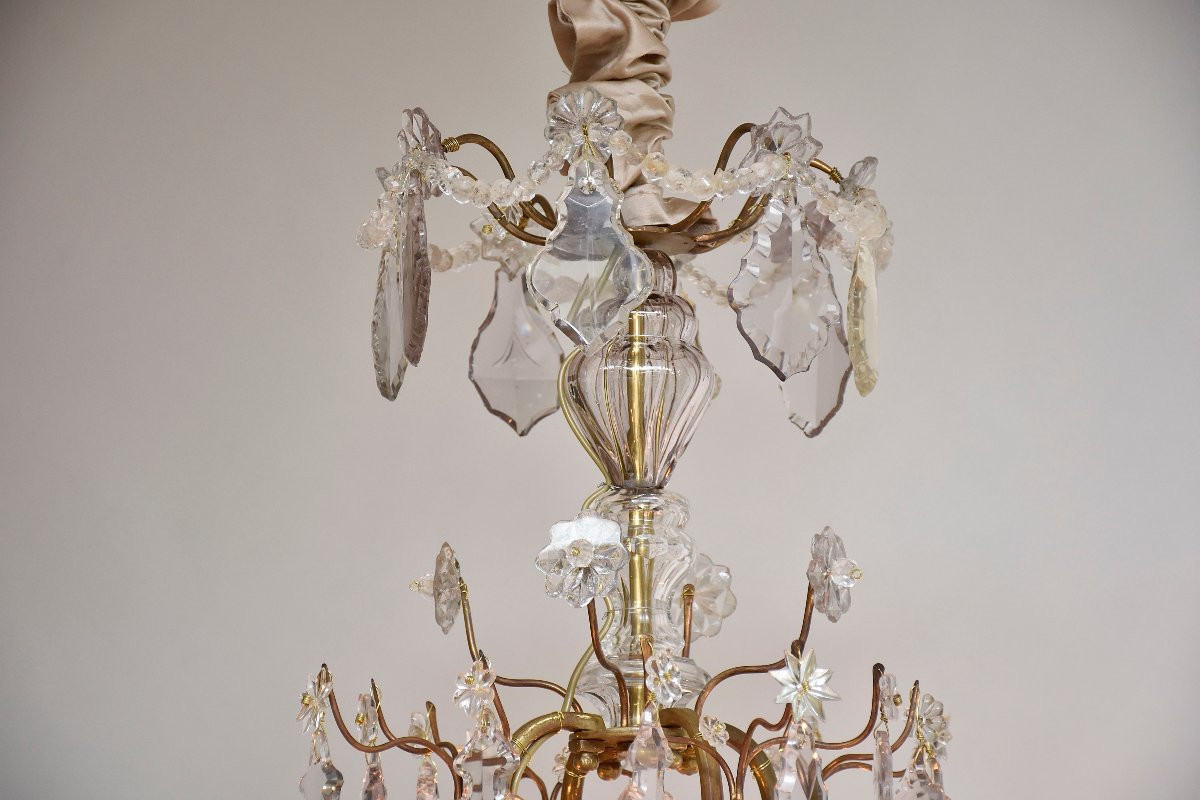 Lustre en bronze doré et cristal du début du XIXe siècle, de style Louis XV-photo-5