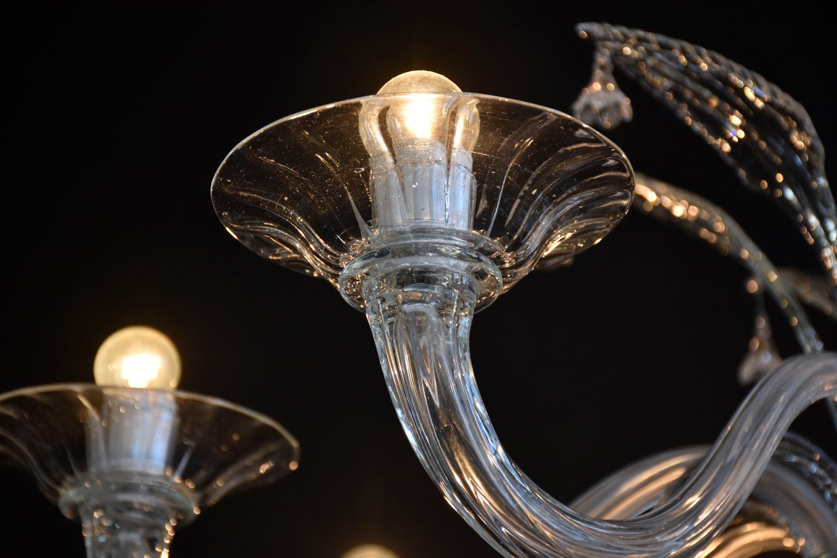 Large Mid-century Venetian Murano Chandelier-photo-1