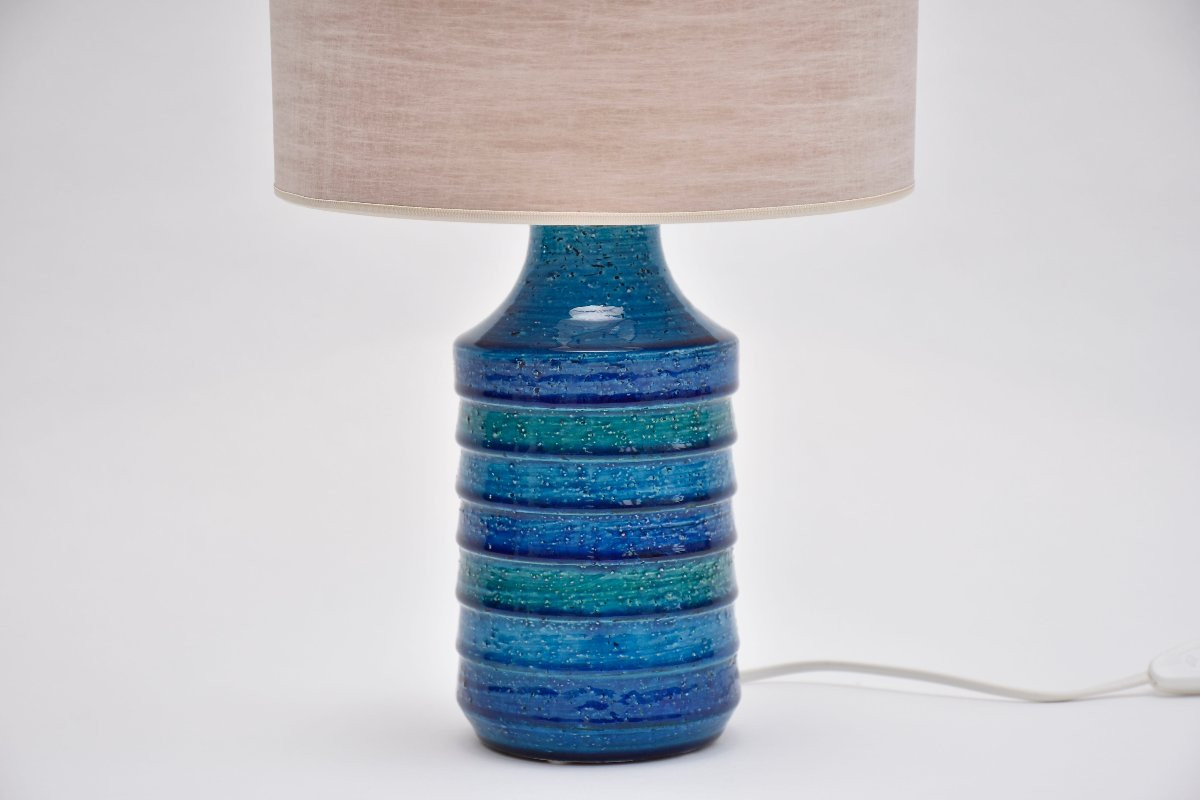 Mid-century Italian Ceramic Table Lamp, Blue/turquoise, By Bitossi-photo-3