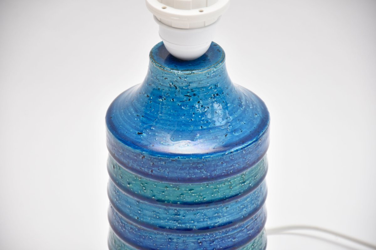 Mid-century Italian Ceramic Table Lamp, Blue/turquoise, By Bitossi-photo-1