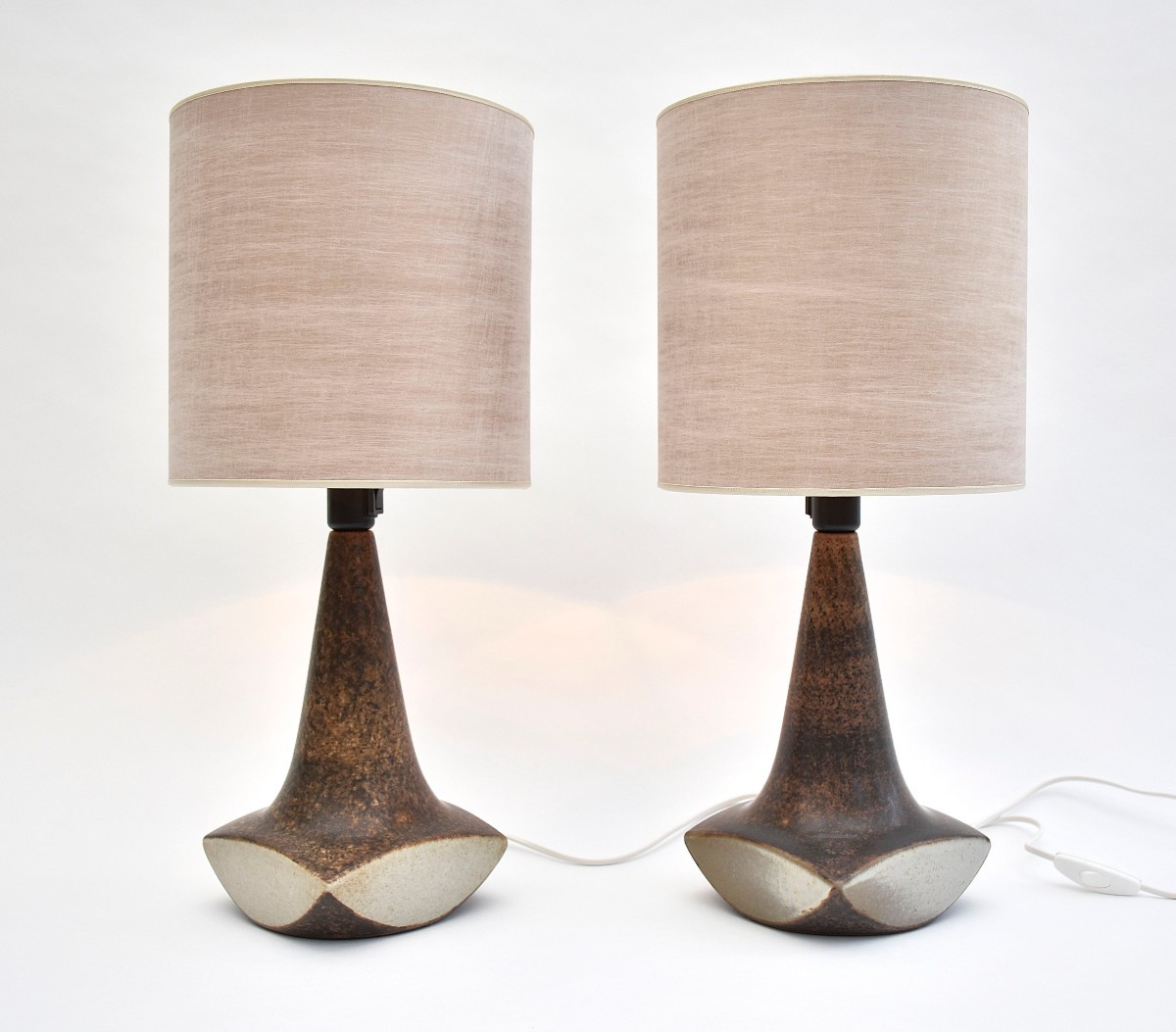  A Pair Of Mid-century Danish Ceramic Table Lamps, Signed Marianne Starck