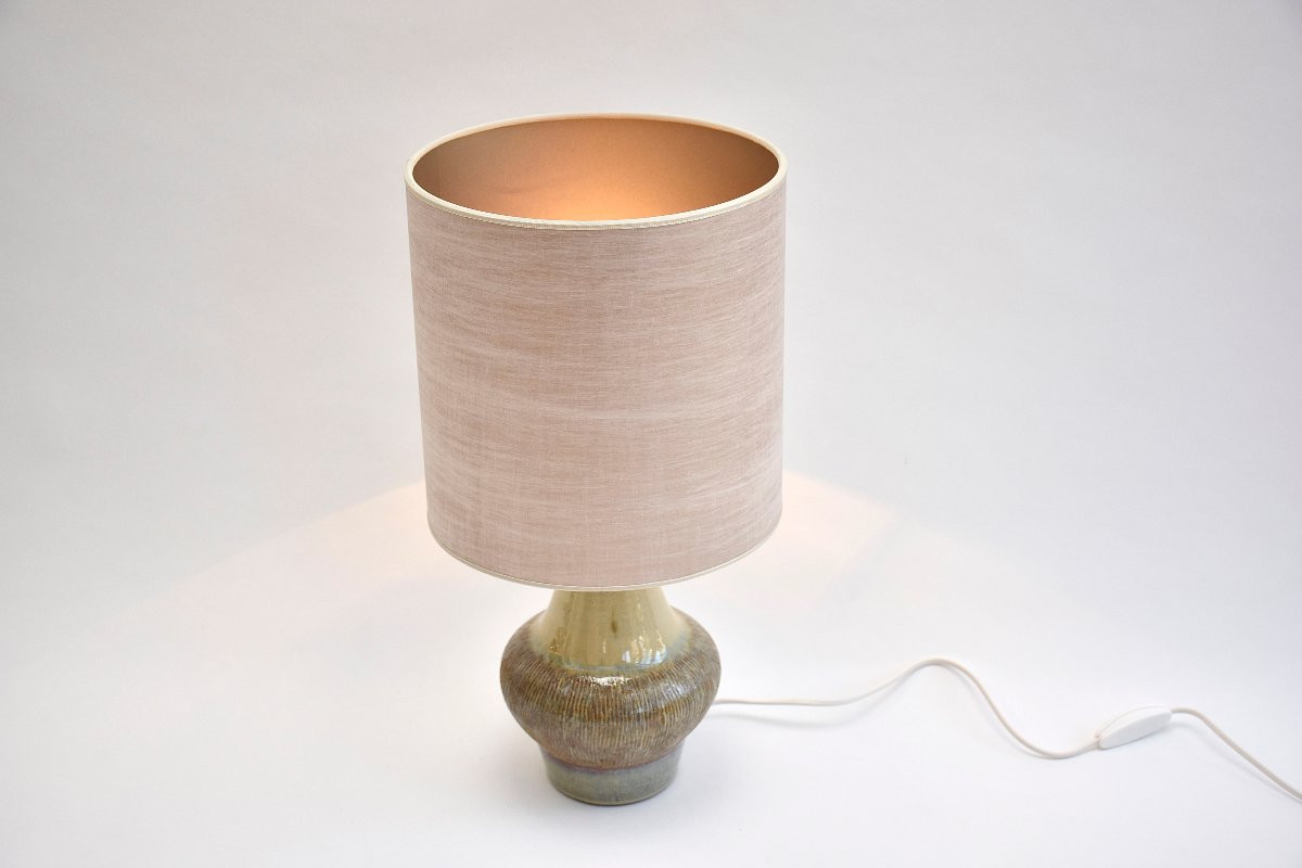 Mid-century Danish Glazed Ceramic Table Lamp, Signed Soholm-photo-4