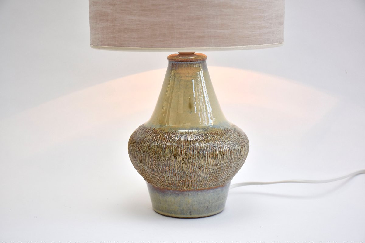 Mid-century Danish Glazed Ceramic Table Lamp, Signed Soholm-photo-2