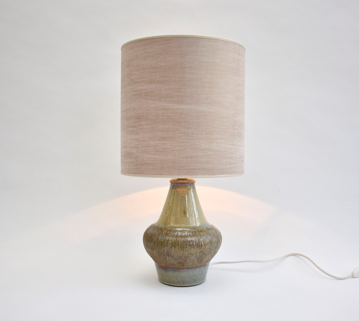 Mid-century Danish Glazed Ceramic Table Lamp, Signed Soholm