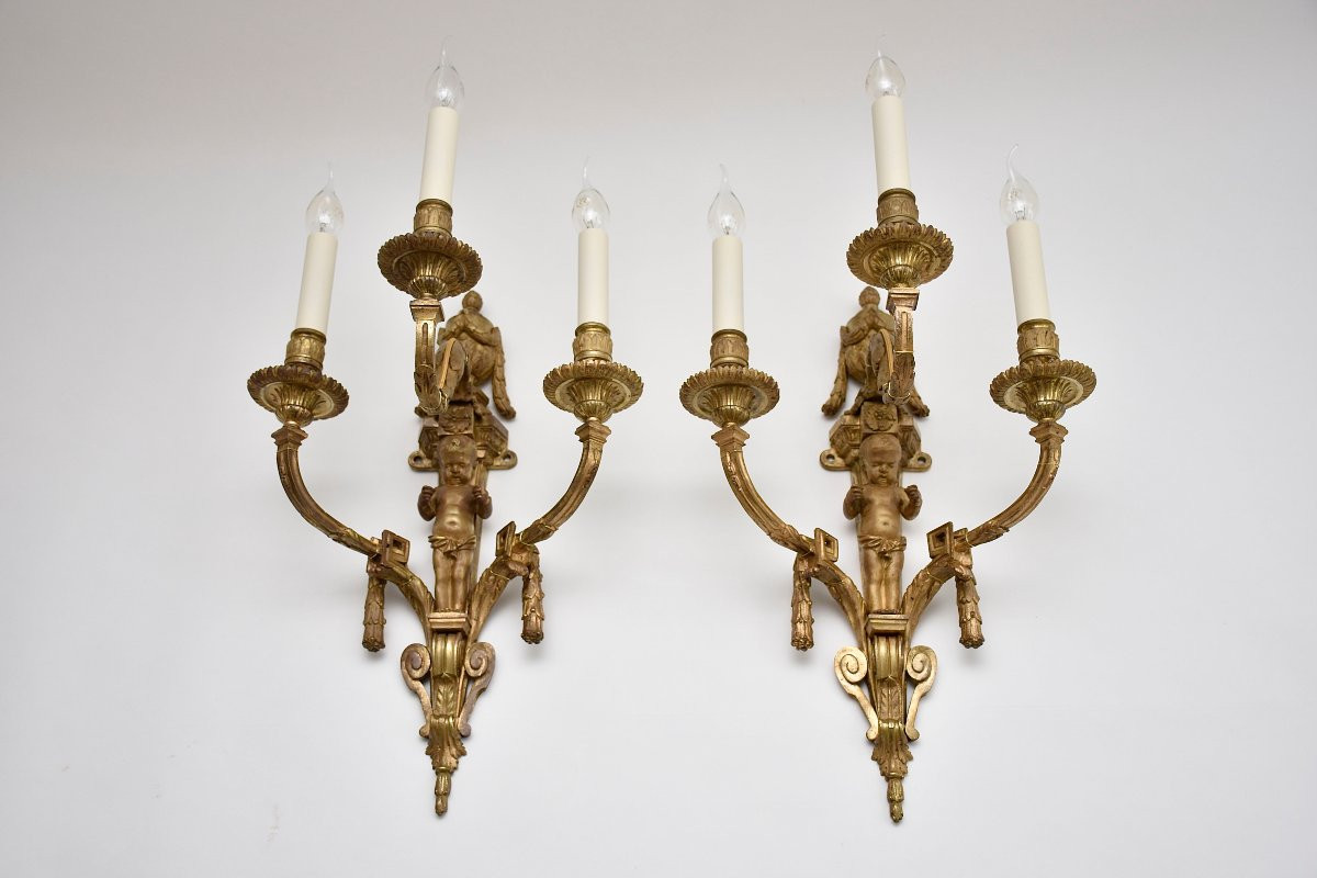 A Pair Of 19th-century Gilt Bronze Wall Sconces In The Louis XVI Style-photo-2