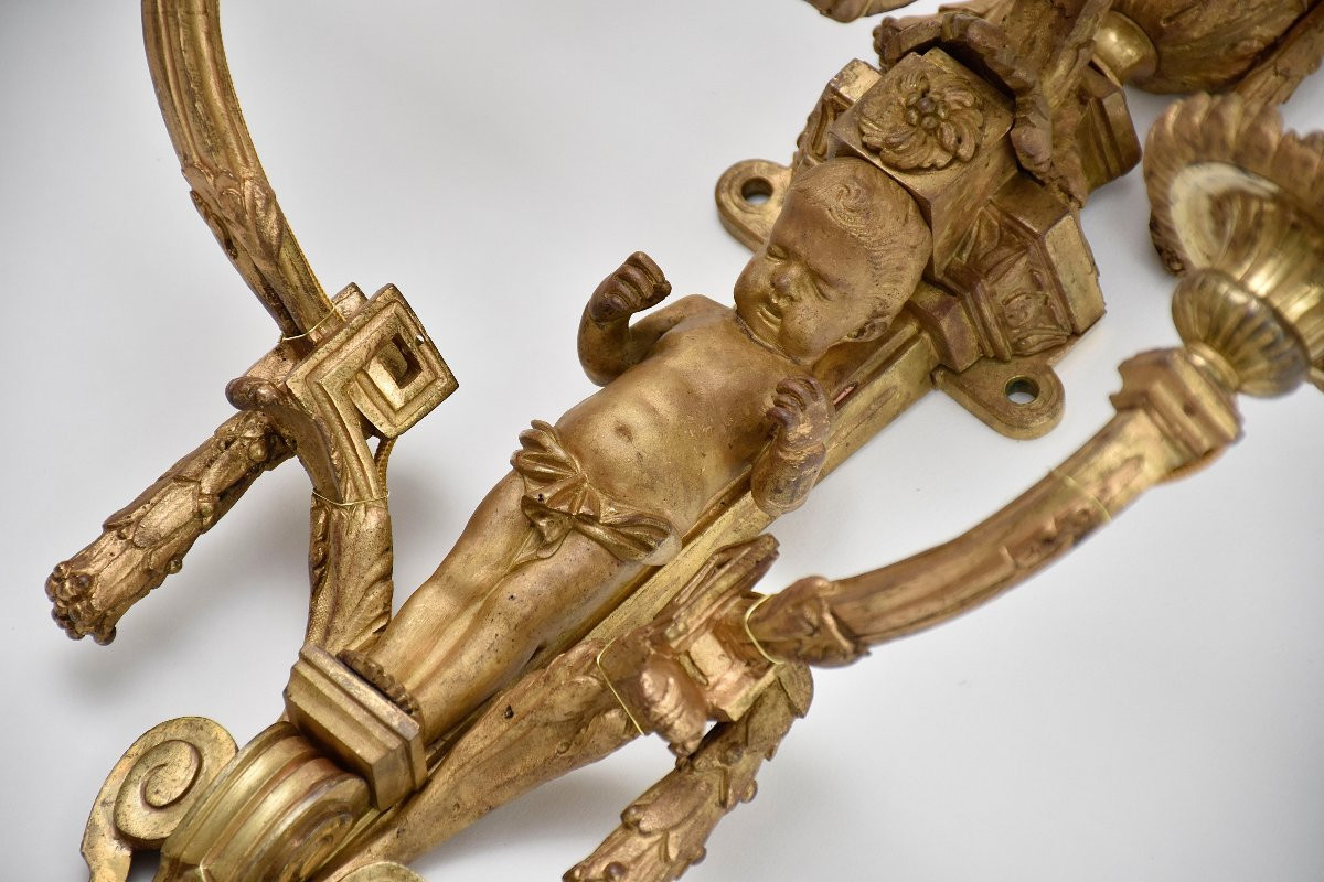 A Pair Of 19th-century Gilt Bronze Wall Sconces In The Louis XVI Style-photo-2