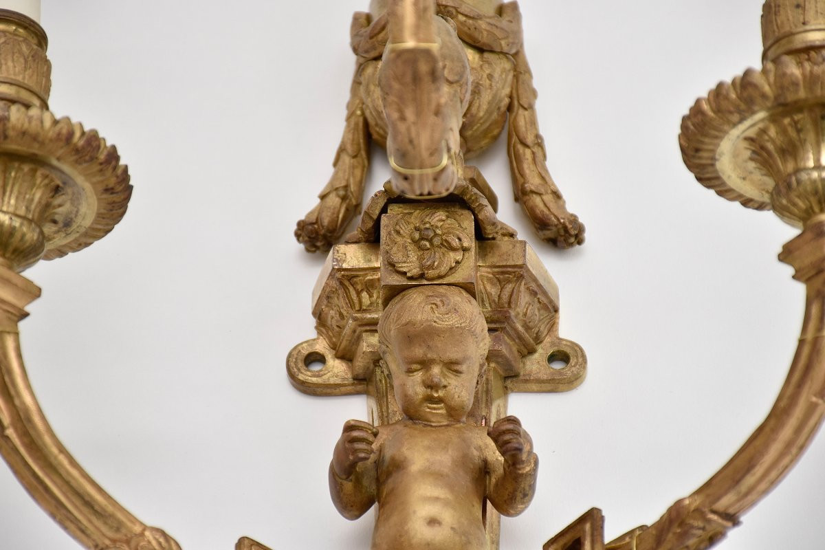 A Pair Of 19th-century Gilt Bronze Wall Sconces In The Louis XVI Style-photo-5