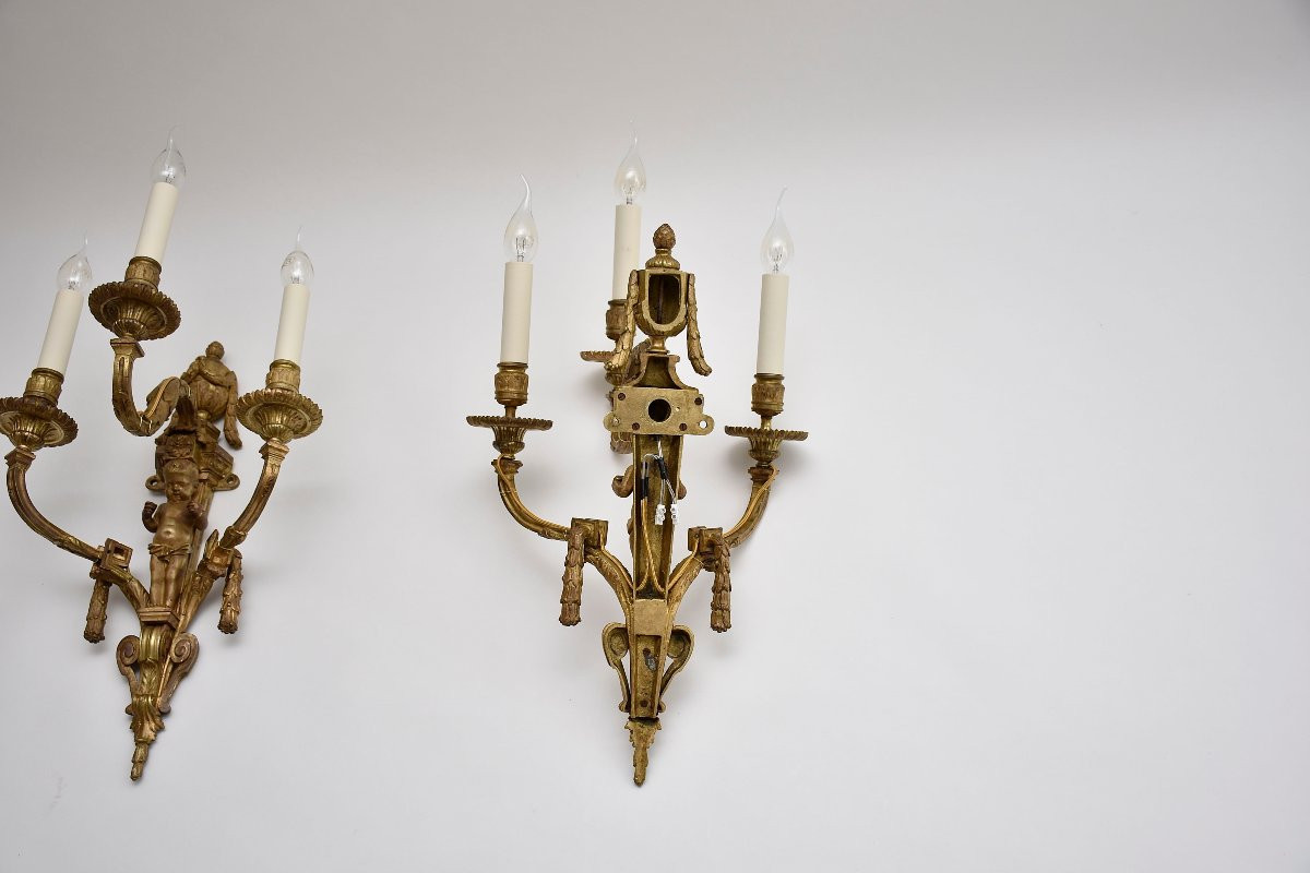 A Pair Of 19th-century Gilt Bronze Wall Sconces In The Louis XVI Style-photo-7